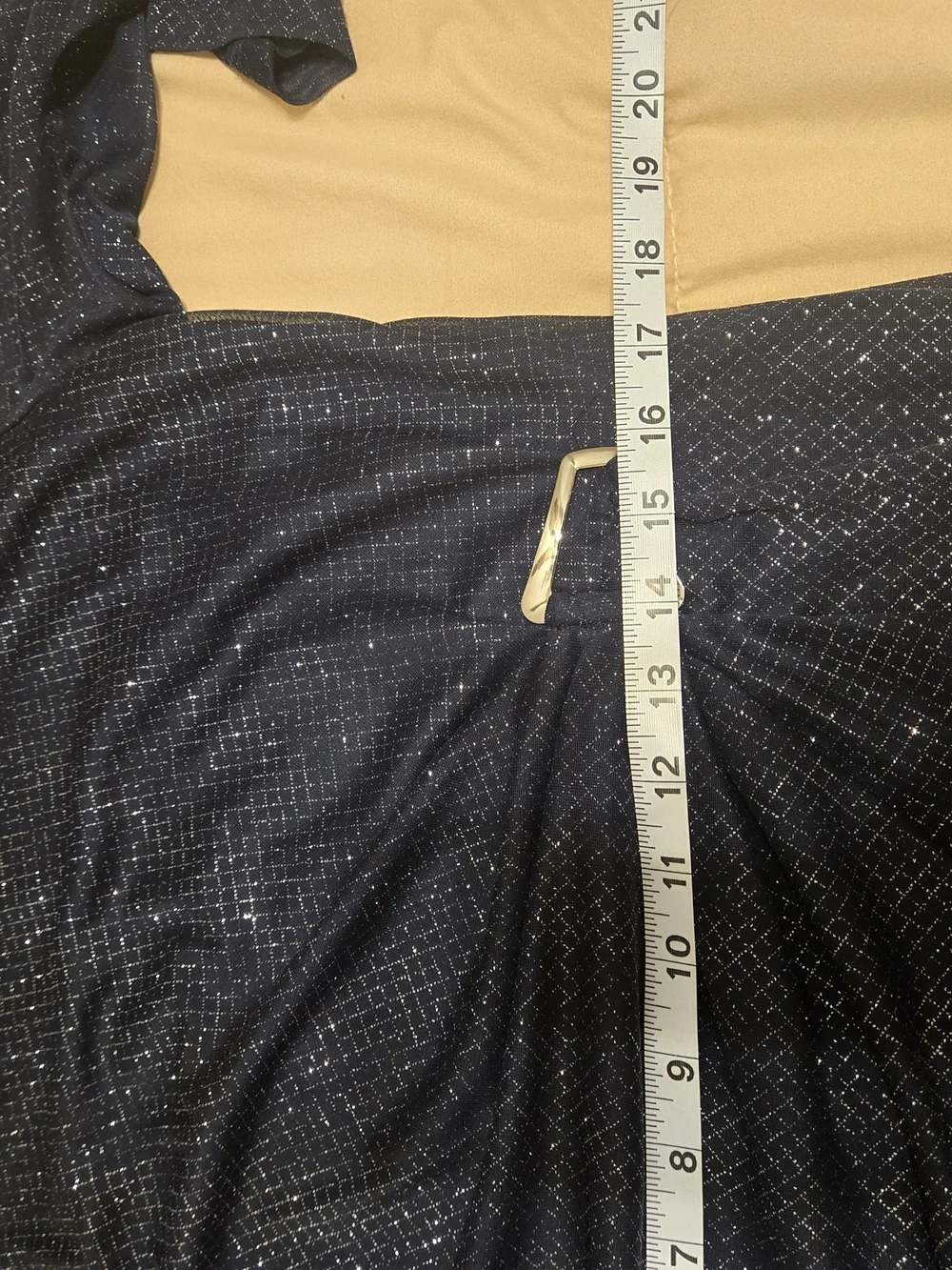 NWOT Navy Sequin Ruched Midi Dress - Picture 5 of 7